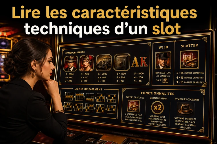 Lire les caractéristiques techniques d’un slot